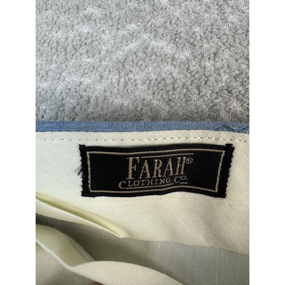 Farah Vintage Dress‎ Pants Mens 35x29 Blue Pleated Straight Classic Business